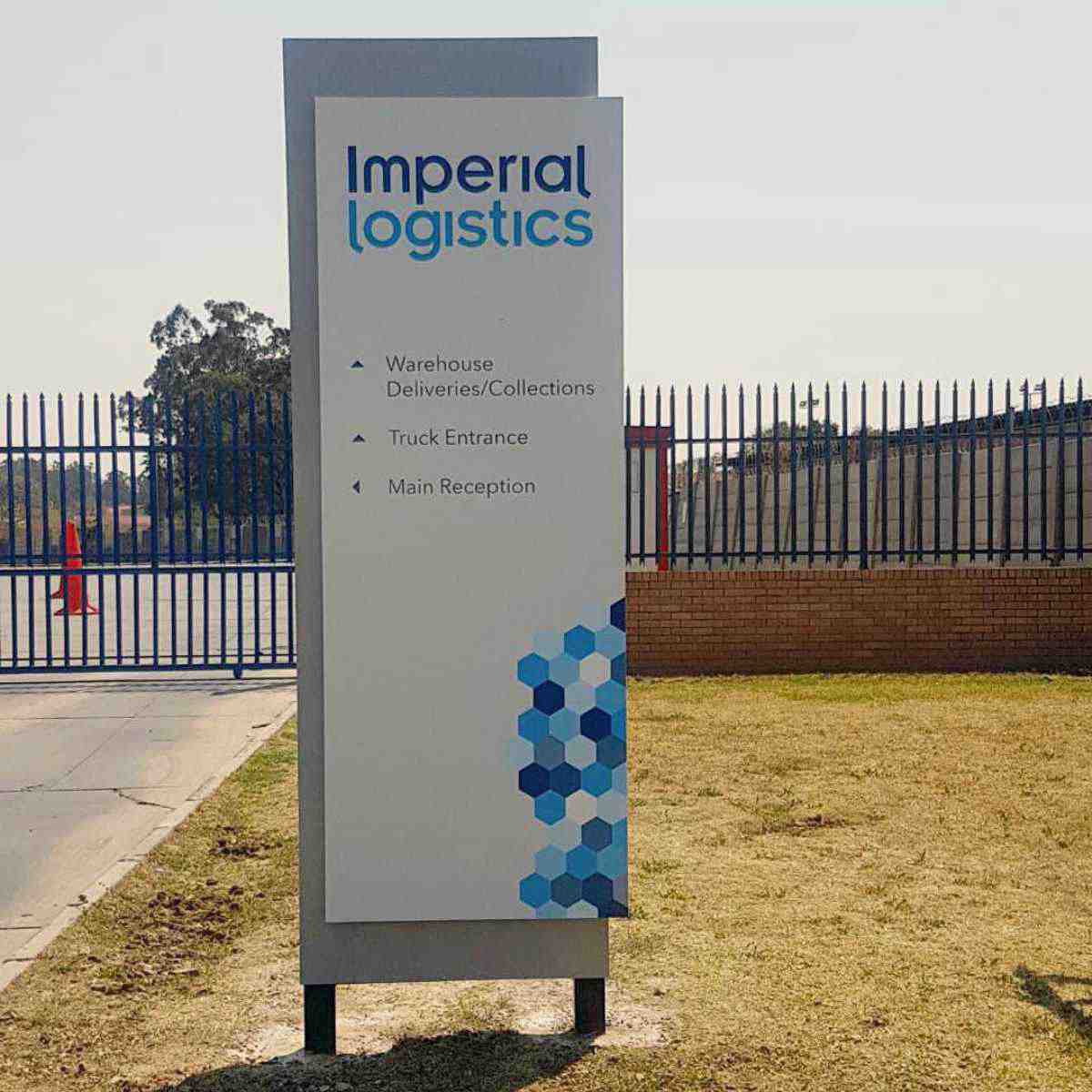 Commercial property directional pylon sign manufactured by MTech Signs