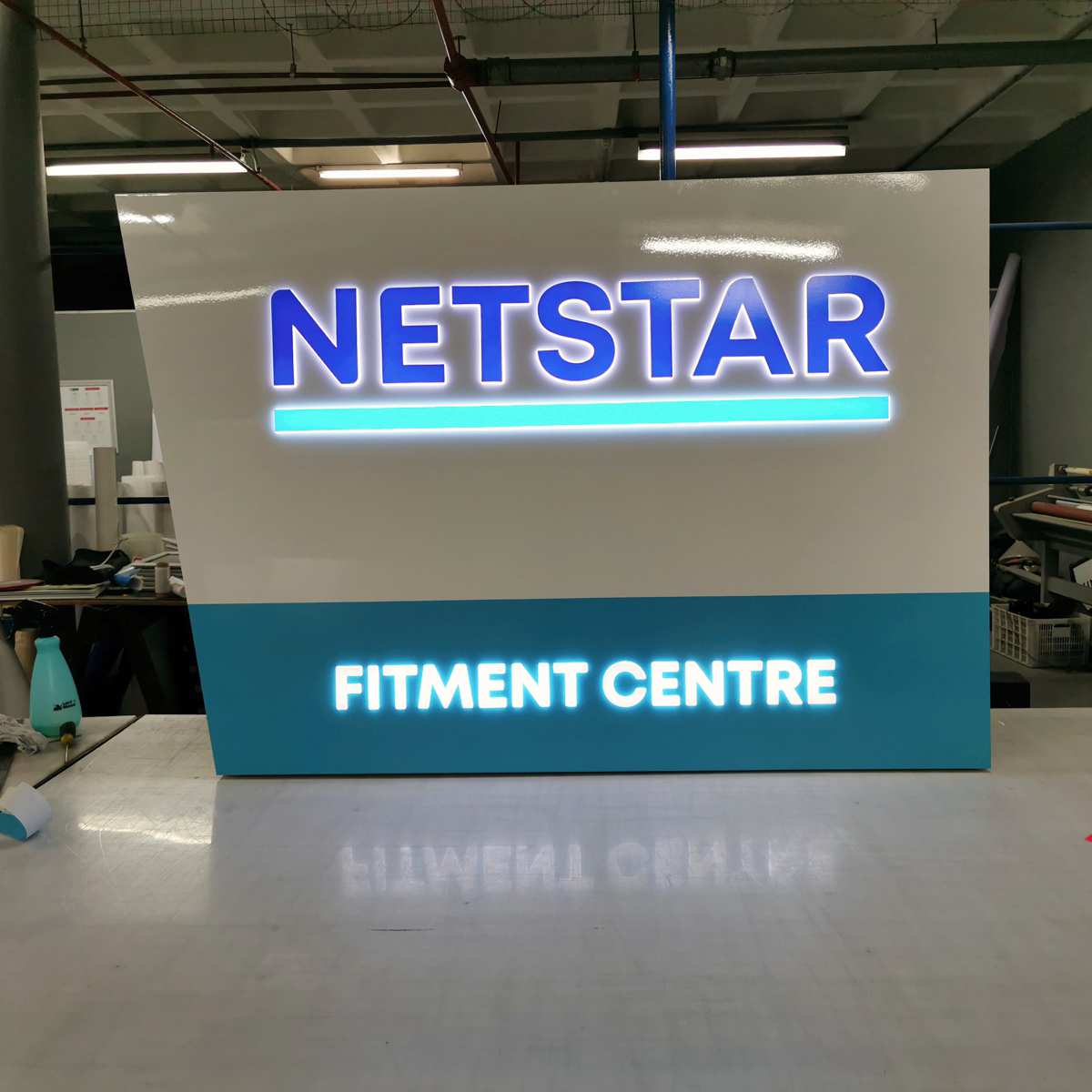Custom LED lightbox with illuminated acrylic signage